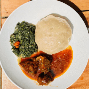 Cassava bread and meat