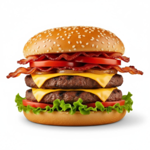 the beef bacon hamburgers – double